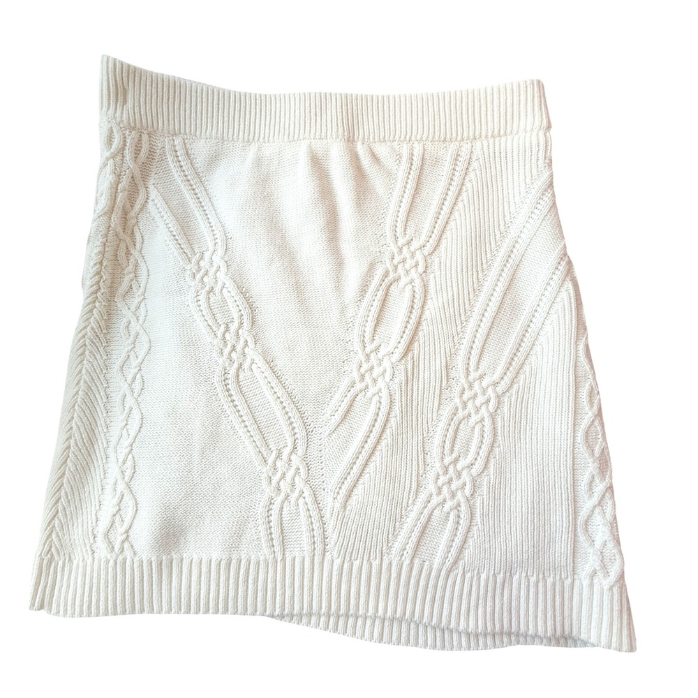 Maeve Anthropologie Women's XL Ivory Cable Knit Cotton Blend Mini Skirt